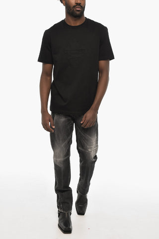 Cotton Crew-neck T-shirt with Tone on Tone Logo