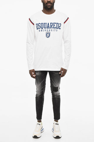 Bedrucktes Langarm-T-Shirt mit Rundhalsausschnitt