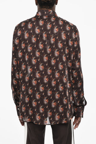 Camicia a Motivo Bandana e Floreale con Bottoni Gioiello