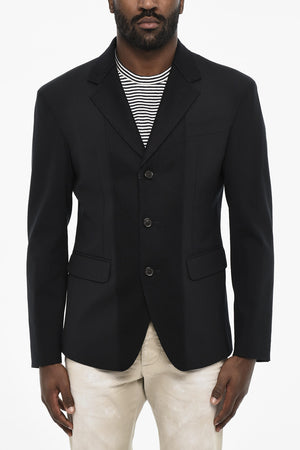 Blazer in Lana Vergine con 3 Bottoni e Tasche ad Aletta