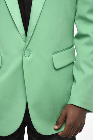 Virgin Wool One-Button Blazer with Flap Pockets