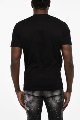 Baumwoll-T-Shirt mit Rundhalsausschnitt und Maxi-Frontprint