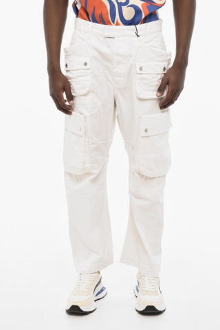 Regular Waist Cargo Pants with Logoed Buttons