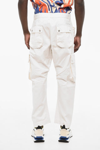Regular Waist Cargo Pants with Logoed Buttons