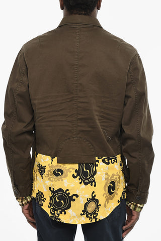 Cotton Blazer with Silk Details and Logo Buttons