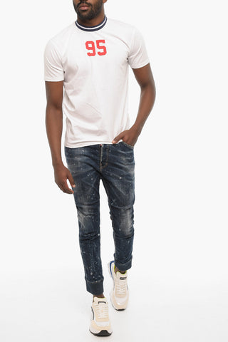 Cotton Crew-neck T-shirt with 95 Print