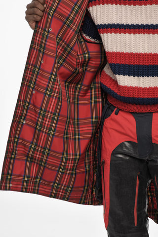 Checked Maxi Coat with Hidden Closure