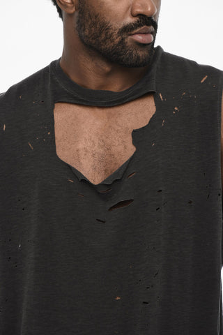 Vintage Effect Tank Top With Cut-Out Detail