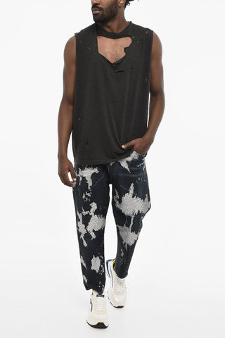 Vintage Effect Tank Top With Cut-Out Detail