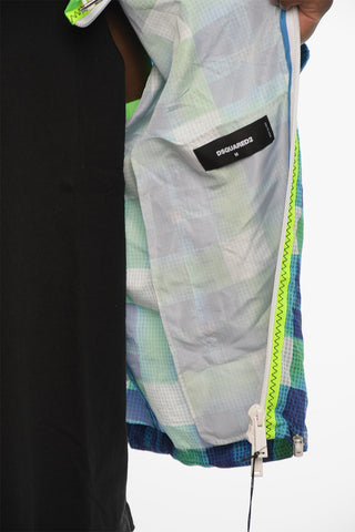 Acid Wash Effect Check Jacket with Hood