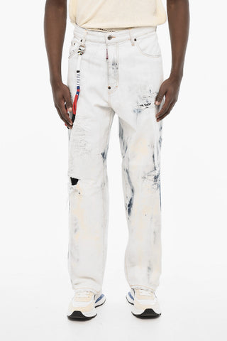 Acid Wash Effect Distressed Jeans