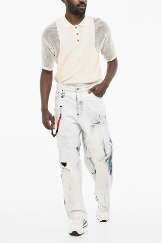 Acid Wash Effect Distressed Jeans