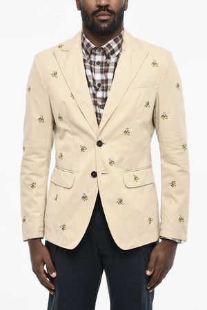 Bestickter Blazer 2 aus Baumwoll-Twill mit Klappentaschen
