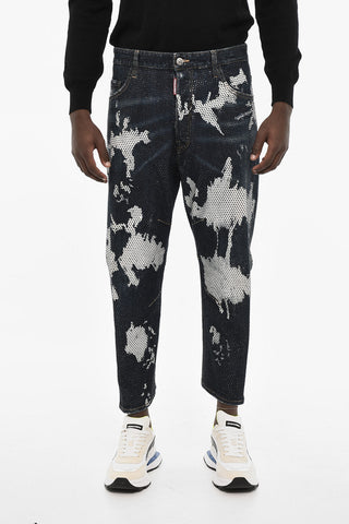 Jeans Regular Fit in Strass a Vita Bassa