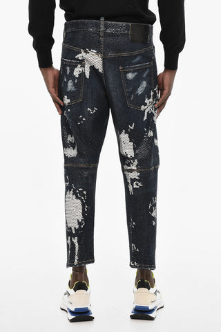 Jeans Regular Fit in Strass a Vita Bassa