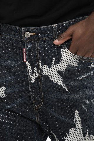 Jeans Regular Fit in Strass a Vita Bassa