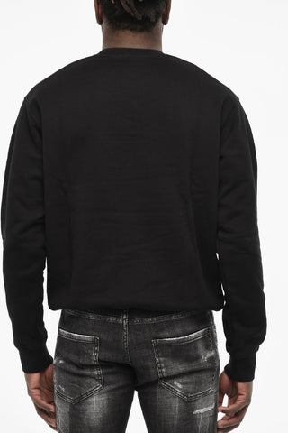 fLEECED cotton ICON Crew-neck Sweatshirt with Embossed Logo