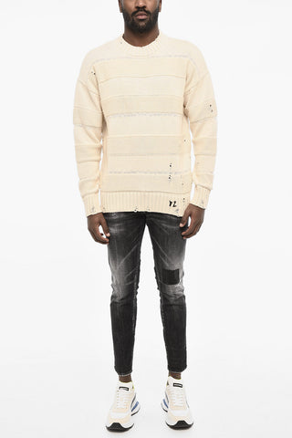 Vintage Effect Crew-Neck Sweater