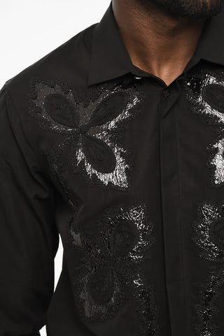 Camicia Casual In Popeline di Cotone con Ricamo 