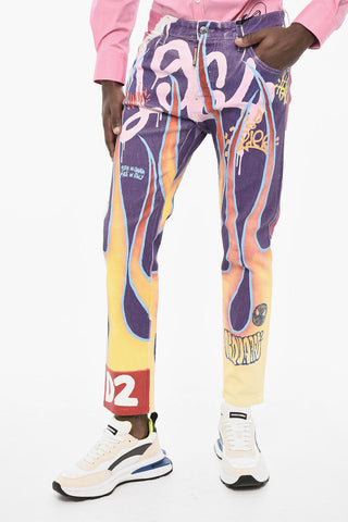Coated Cotton Printed COOL GUY Jeans