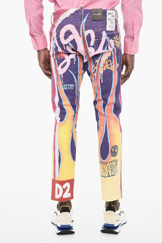 Coated Cotton Printed COOL GUY Jeans
