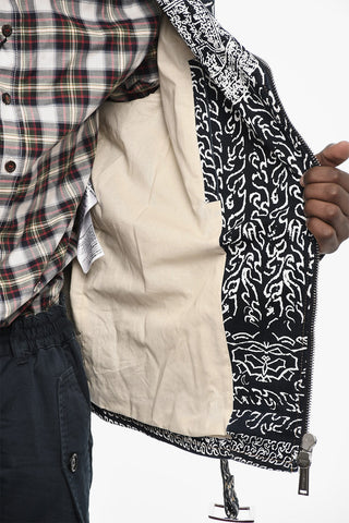 Printed Biker Denim Jacket