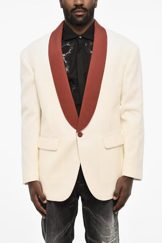 Blazer a 1 Bottone in Misto Lana Virgine