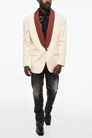 Blazer a 1 Bottone in Misto Lana Virgine