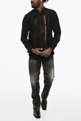 Vintage Effect Shirt with Spread Collar