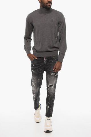 Maglia a Collo Alto con Monogram Tono su Tono