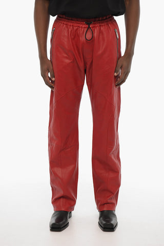 Drawstring Waist 2 Pockets Leather Pants