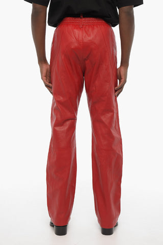 Drawstring Waist 2 Pockets Leather Pants
