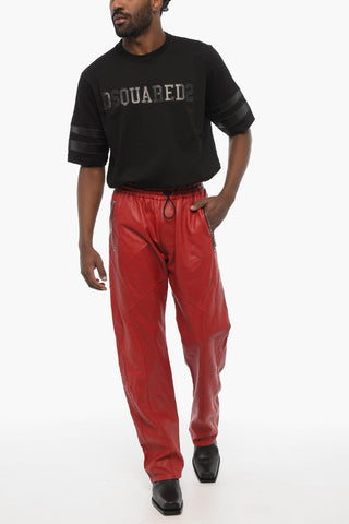 Drawstring Waist 2 Pockets Leather Pants