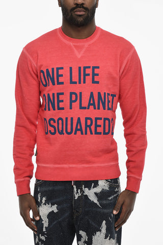 Cotton Crew-neck Sweatshirt with Frontal Maxi Print