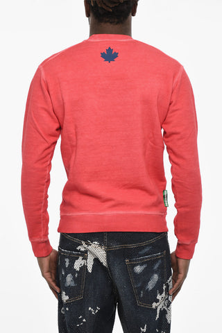 Cotton Crew-neck Sweatshirt with Frontal Maxi Print