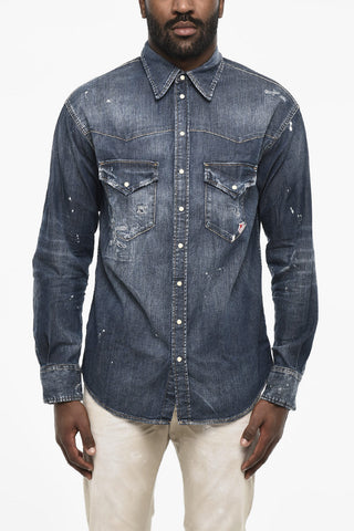 Denim-Hemd LEAF WEST mit Bleached-Effekt