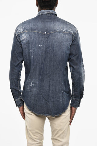 Denim-Hemd LEAF WEST mit Bleached-Effekt