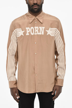 Satin Shirt with Contrast Print