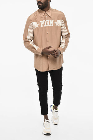 Satin Shirt with Contrast Print