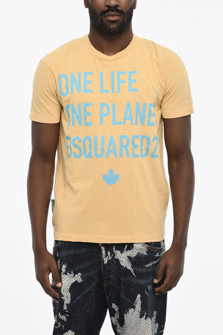 Cotton Crew-neck T-shirt with Frontal Maxi Print
