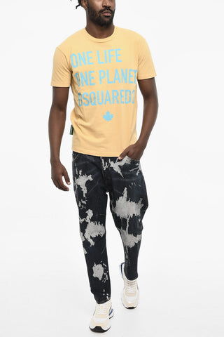 Cotton Crew-neck T-shirt with Frontal Maxi Print