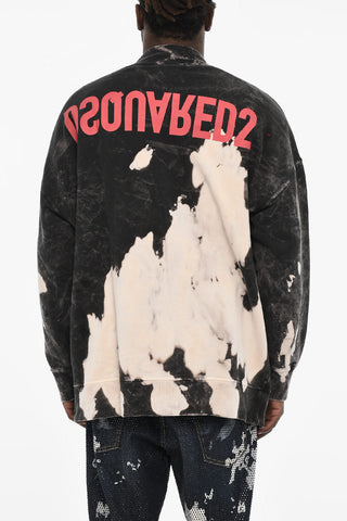 Acid Wash Effect Crew-neck Sweatshirt