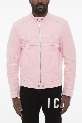 Cotton Jacket wih Zip Closure and Logo Buttons