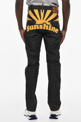 Jeans Regtular Fit Con Maxi Ricamo Sul Retro
