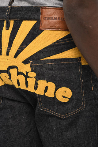Jeans Regtular Fit Con Maxi Ricamo Sul Retro