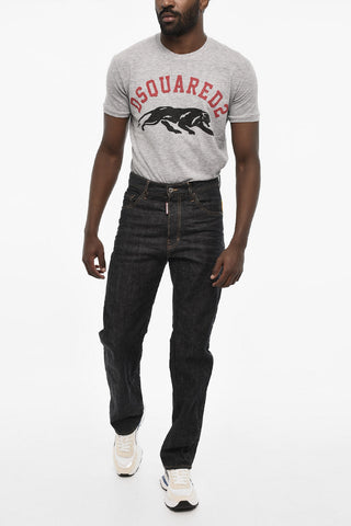 Jeans Regtular Fit Con Maxi Ricamo Sul Retro