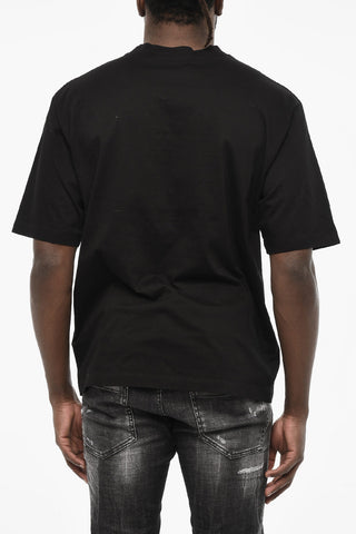 T-shirt Girocollo in Cotone con Monogram in Paillettes