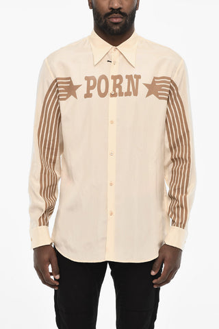 Satin Shirt with Contrast Print