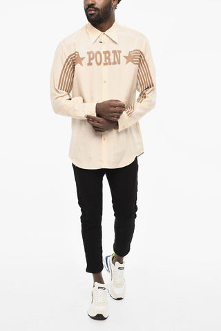 Satin Shirt with Contrast Print
