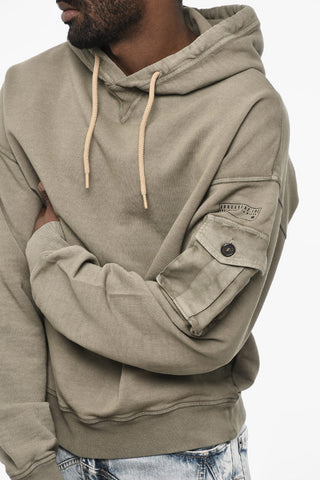 Cotton Hoodie with Breast Pocket Sleeve